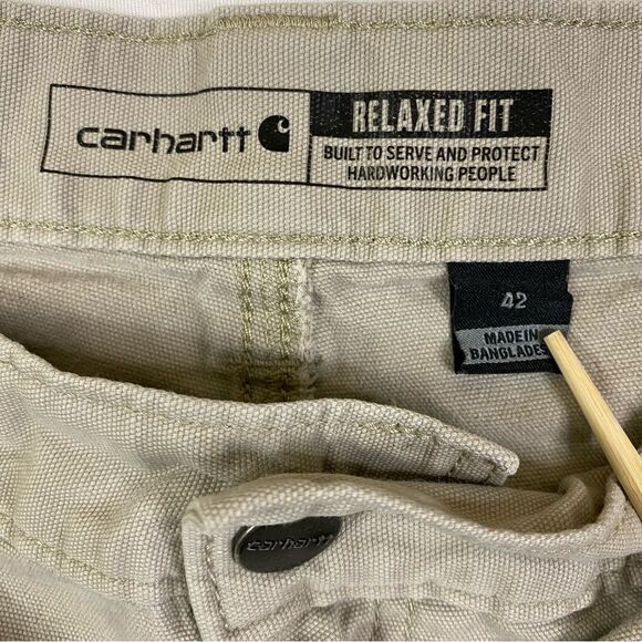 Carhartt Rugged Flex Relaxed Fit Canvas Work Shorts Men's 40 Stained Beige - Picture 4 of 14